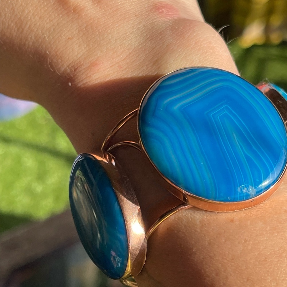 STUNNING blue Larimar gem stone bangle/bracelet